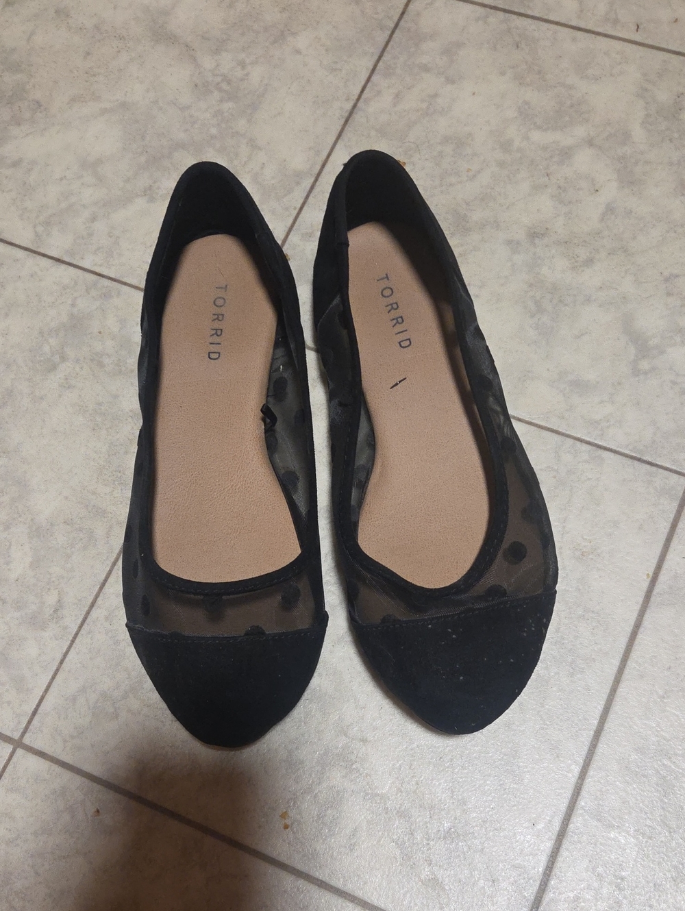torrid Black Mesh Polka Dot Flats Size 8W